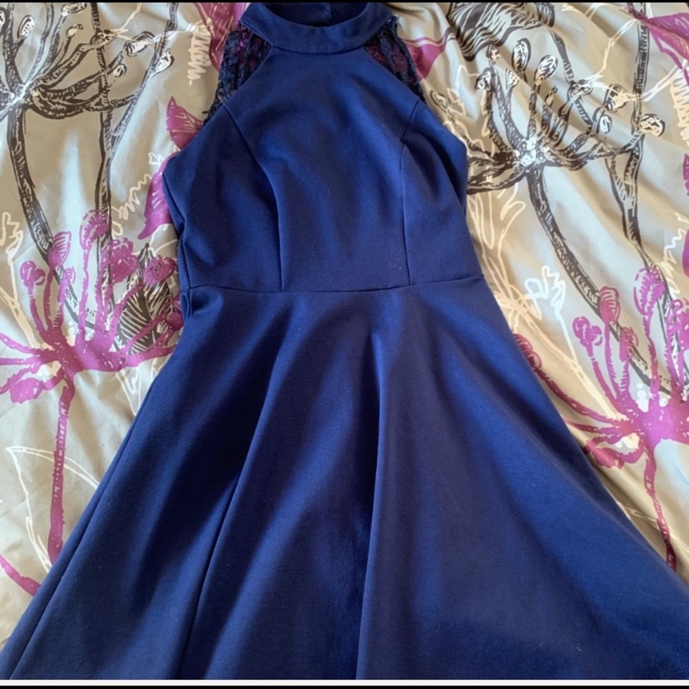 Navy blue skater dress:)))